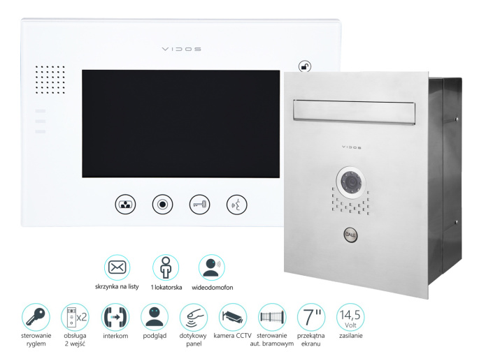 Zestaw wideodomofonu skrzynka na listy Vidos S551-SKP M670W